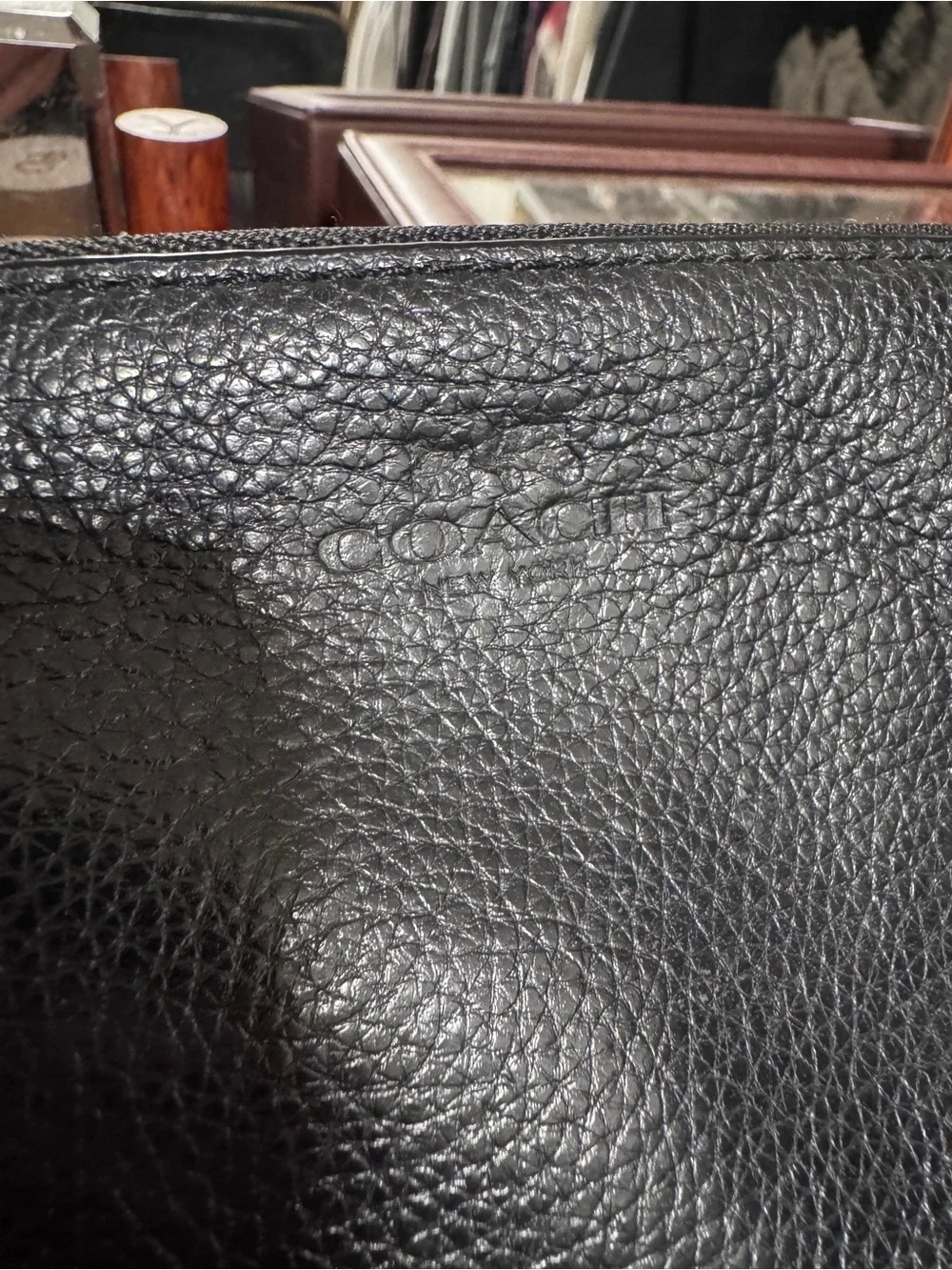 Coach black leather wristlet